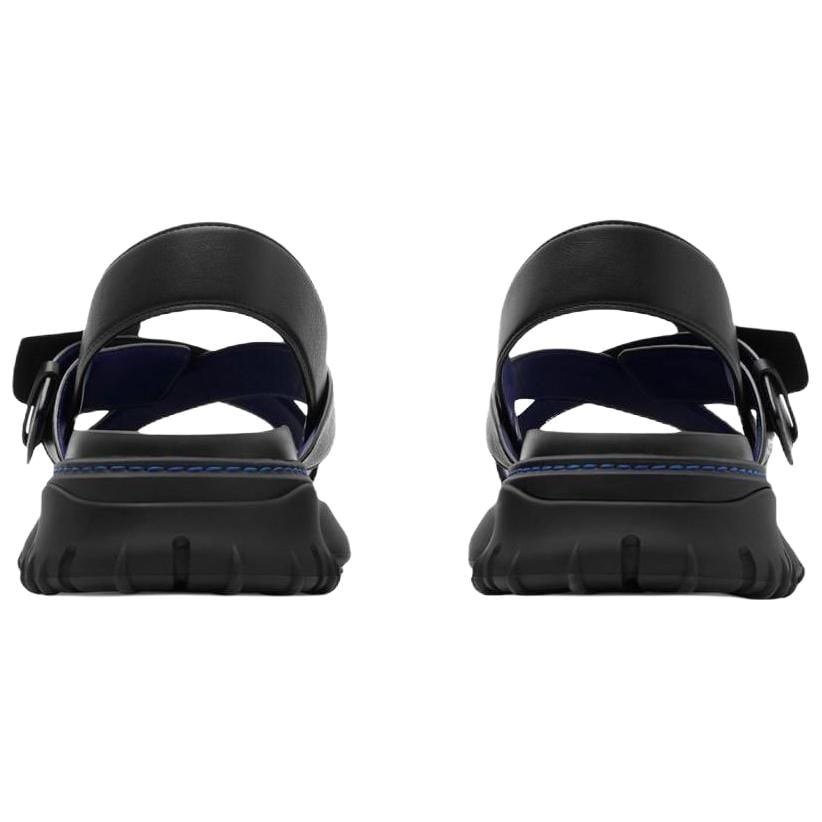 Burberry Pebble Leather One Strap Sandals Women's Black 80906501