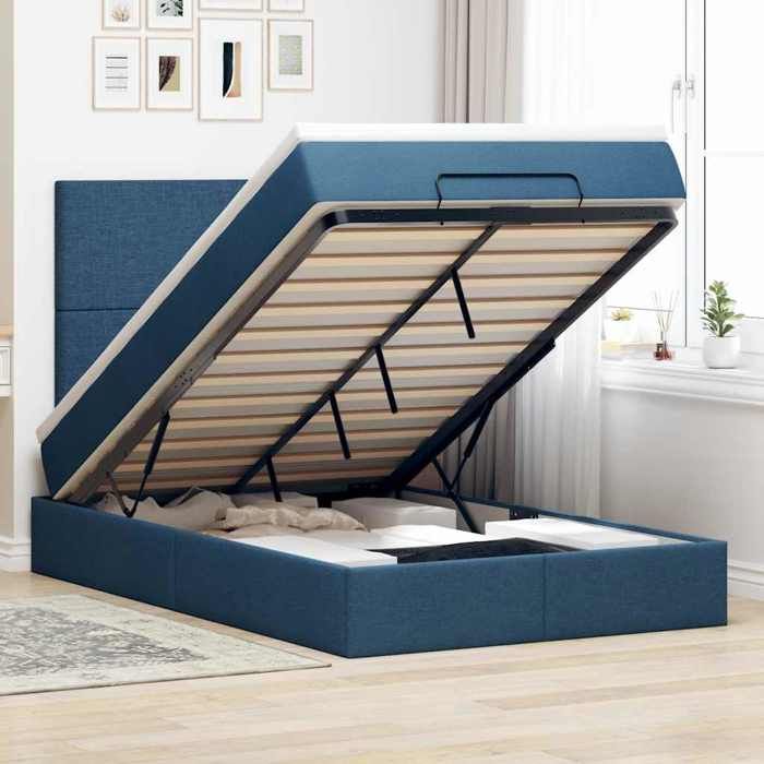 Maison Exclusive - Cadre de lit ottoman avec matelas bleu 120x190 cm tissu