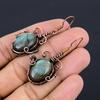 Labradorite 999 Copper Wire Wrapped Earrings, Handmade Gemstone Earrings Jewelry, Gifts For Wife Brand New Earrings