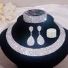 Luxury Necklace Bracelet Earring Ring Sets Shiny Rhinestone Choker Necklace  Bridal Party