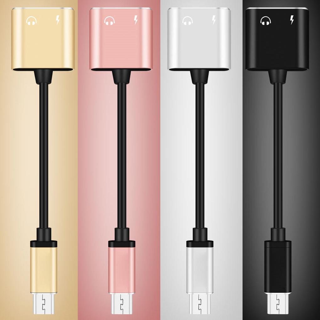 2 IN 1 USB Type-C To 3.5mm Jack AUX Audio Headphone Adapter Charger Cable