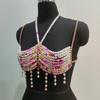 Graduated Colorful Beads Tassels Bralette Body Chain for Women’s Beachwear Beaded Body Jewelry Harness Bustier Bra Top