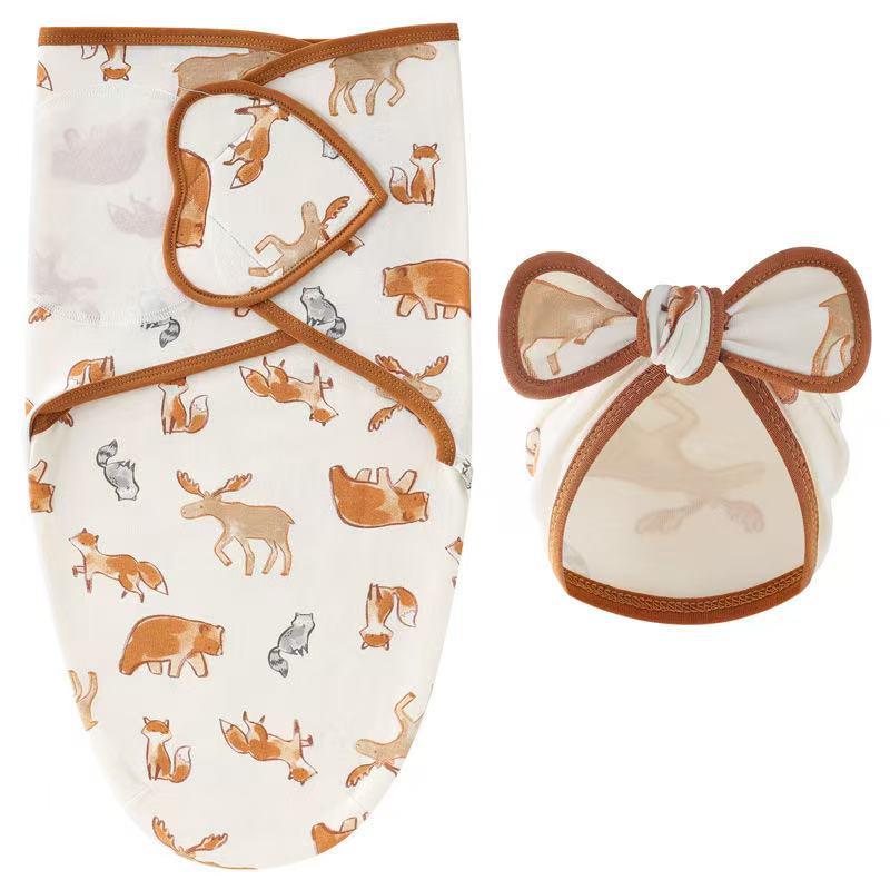 Newborn Swaddle Set: Silk Sleep Bag & Heart Blanket with Indian Hat