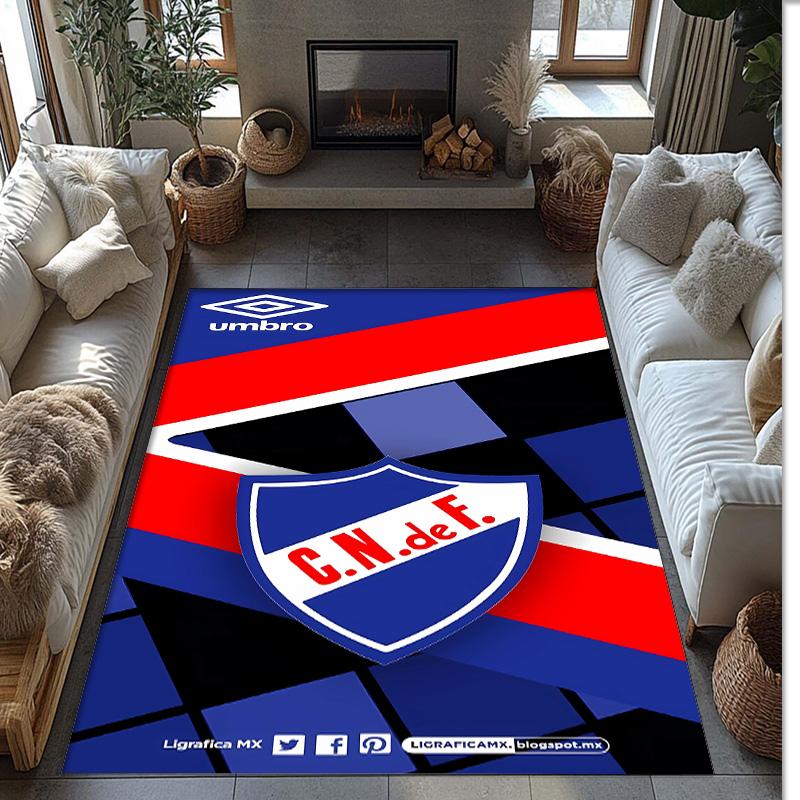 Club Nacional De Printed Flannel Area Rug Non Slip Soft Polyester Floor Carpet Indoor Decor Mat for Bedroom Living Room Sofa Game Room Home Decoration