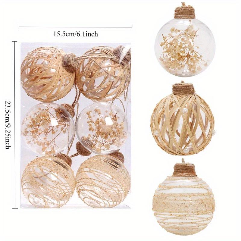 6Pcs Christmas Ornaments Transparent PET Hemp Rope Christmas Balls Set of 6 for Outdoor Yard Patio Garden Home Holiday Party Decorations