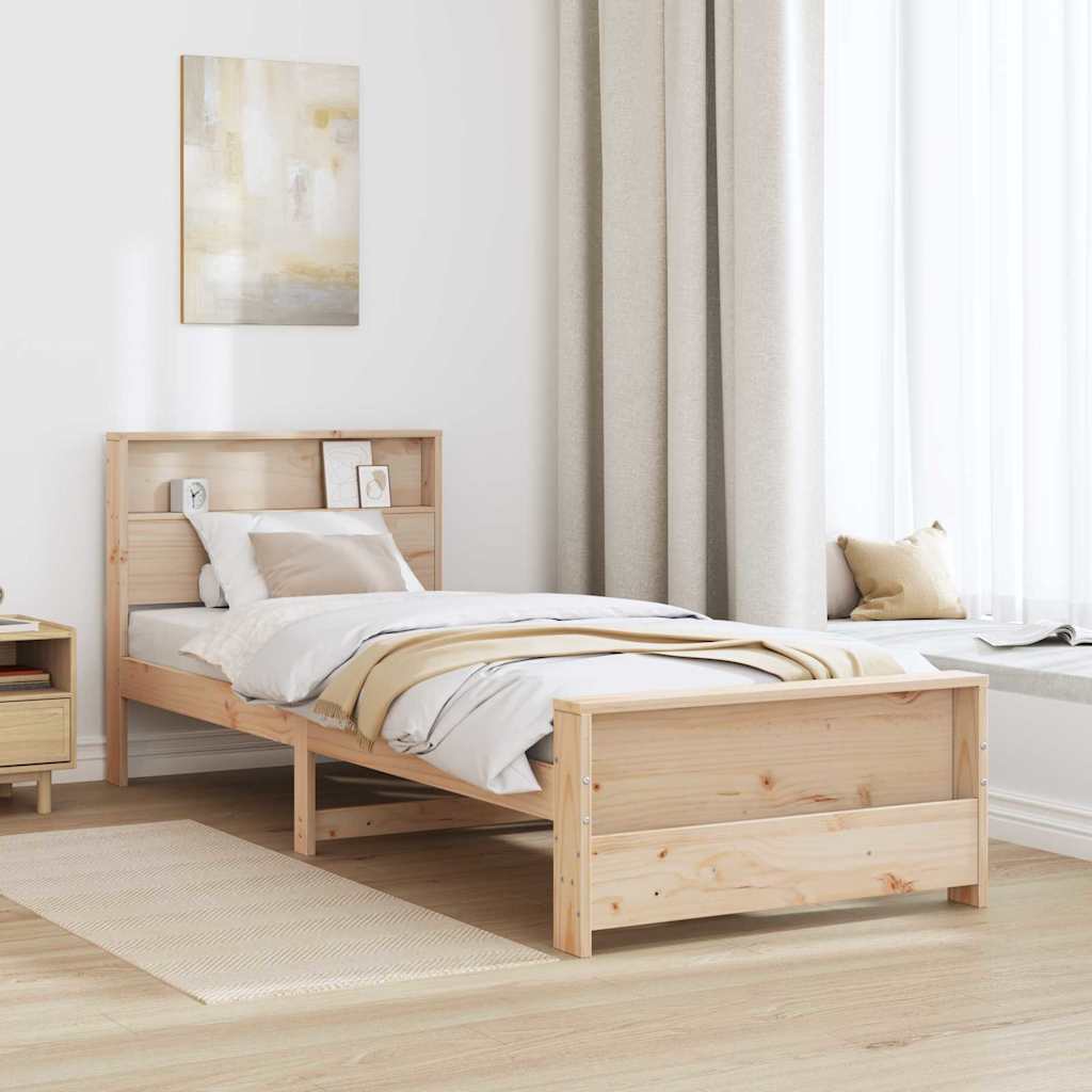 Bed Frame with Headboard Brown 75 x 190 cm Engineered Wood