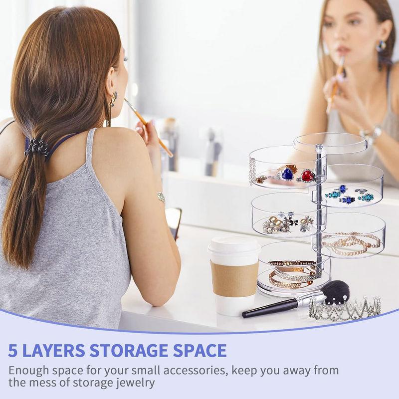 5-Layers Rotatable Jewelry Storage Organizer Box for Earrings Hair Accessories & Beauty Supplies Earrings Necklaces Bracelets
