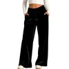 Damen High Waist Weite Hosen mit Kordelzug und Taschen Farbe Lässig Sportliche Hosen