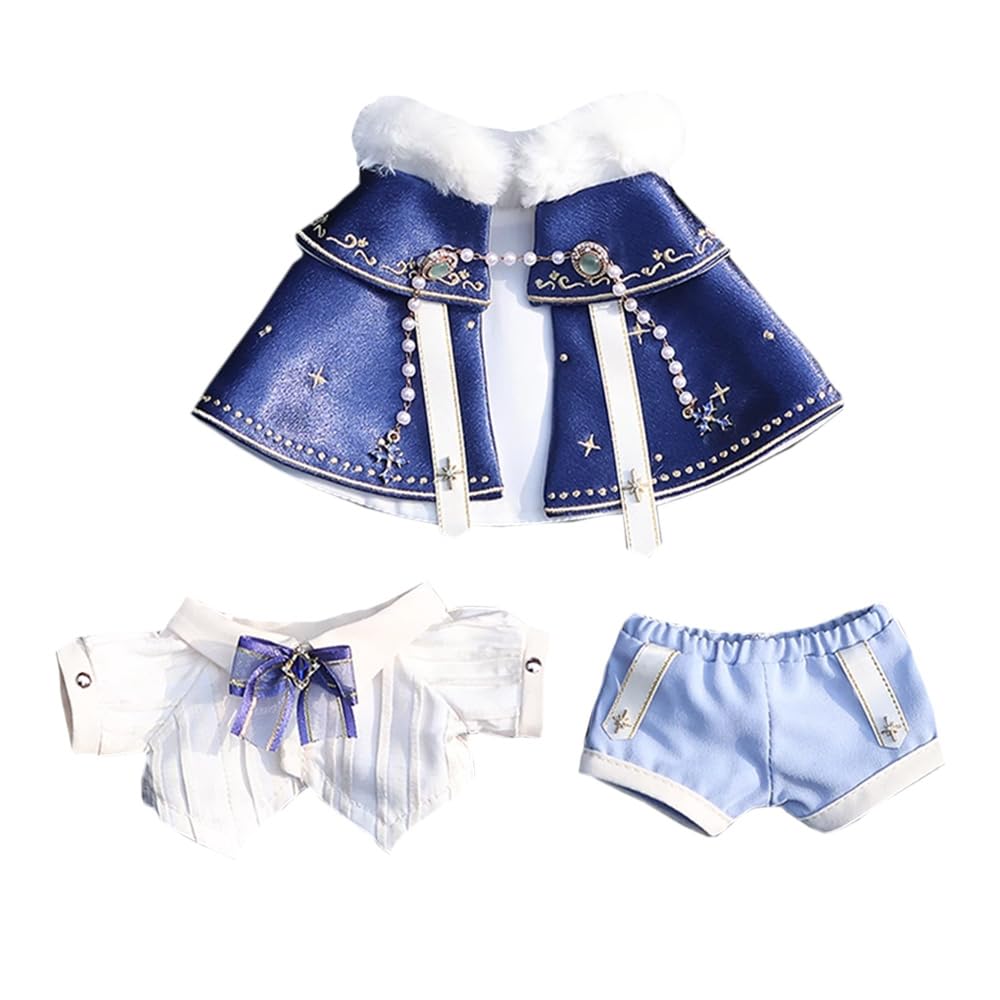 niannyyhouse Doll Clothes 10cm 20cm Blue Cape Suit with Shirt and Pants (10cm)