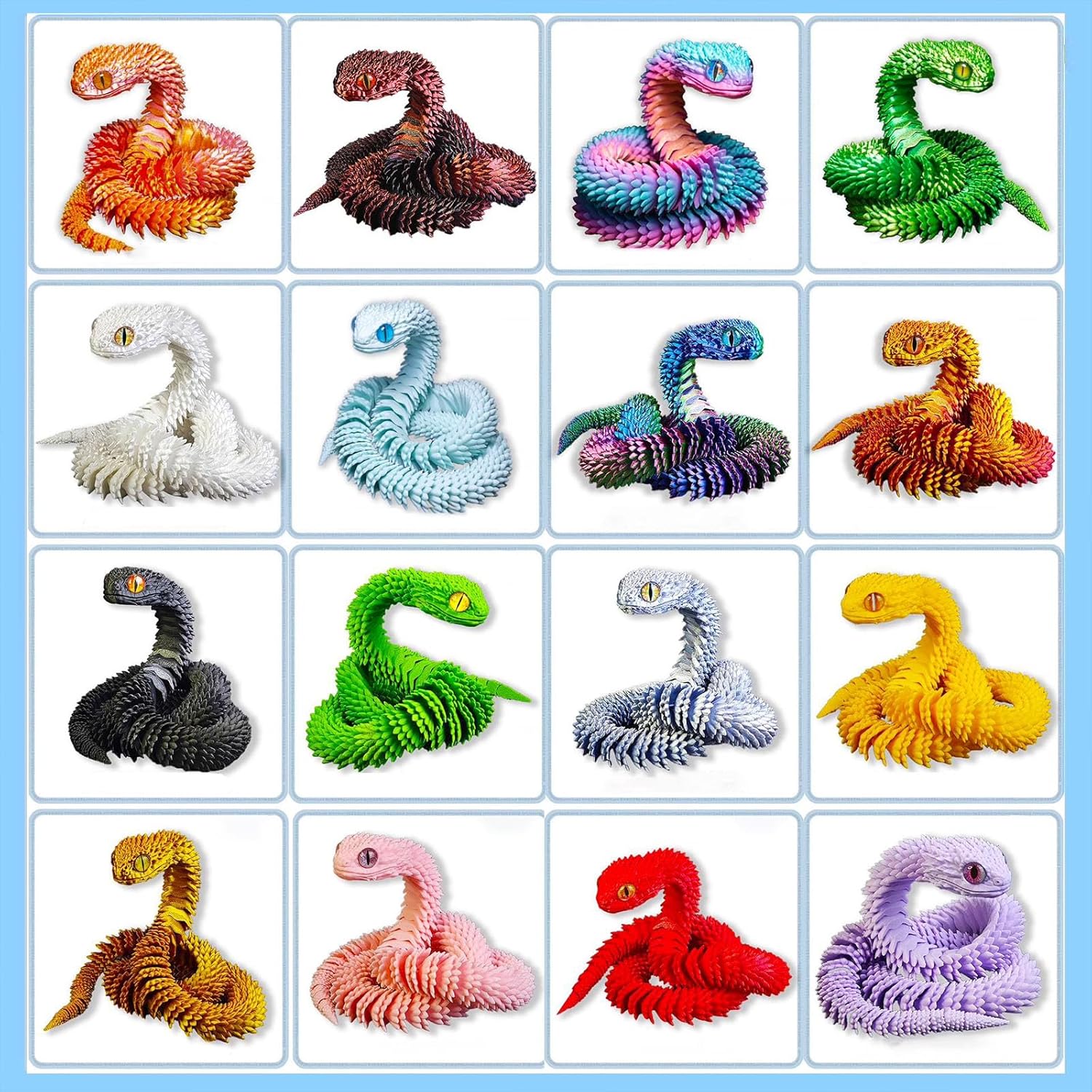 Topmix Articulated Snake Figure 3D Printed Realistic Flexible Movable Fidget Toy For Desk Decor - Simulation Animal Model Creative Gift