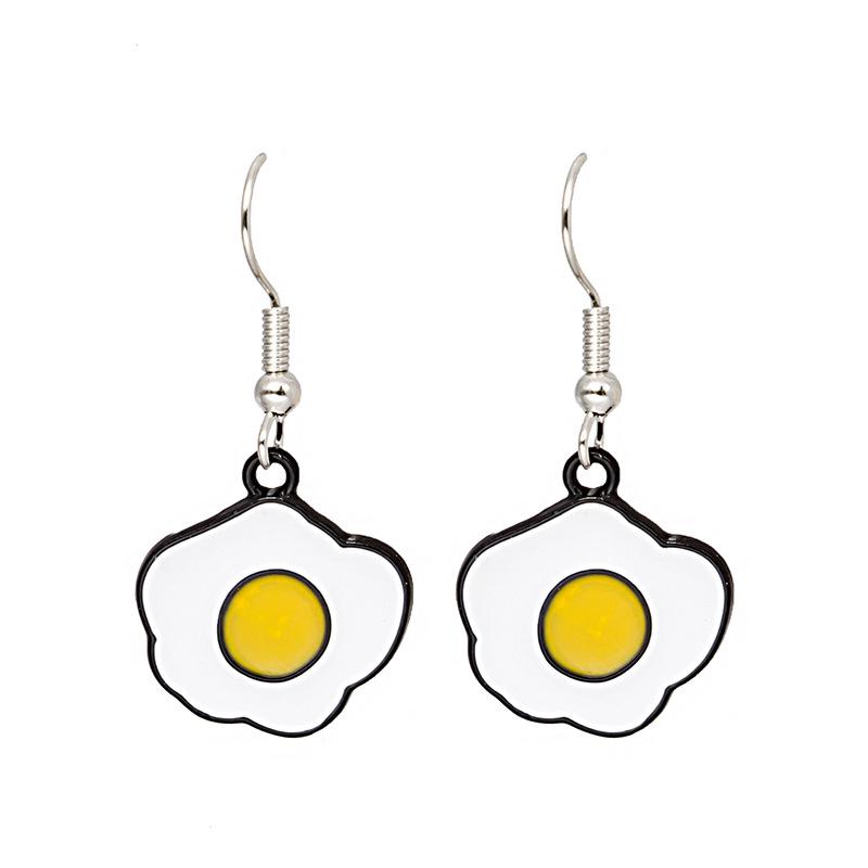 Cute and Quirky Fried Egg Earrings: Drip Oil Korean and Japanese Style for Women, Cartoon Influencer Drop Design