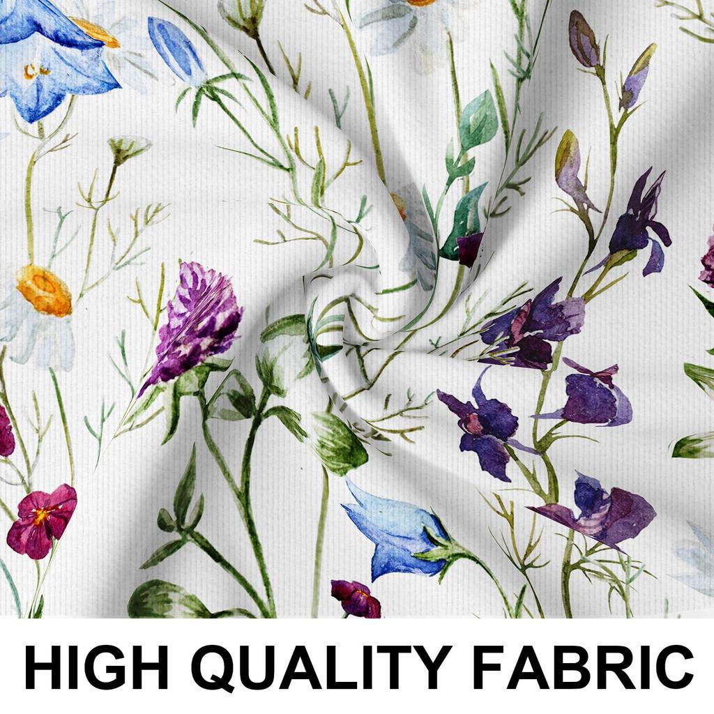 Confezione da 2 Federe Cuscino Fiori di Campo Acquerello Bianco Stampa Double Face Floreale Botanico Cuscini Arredo Casa