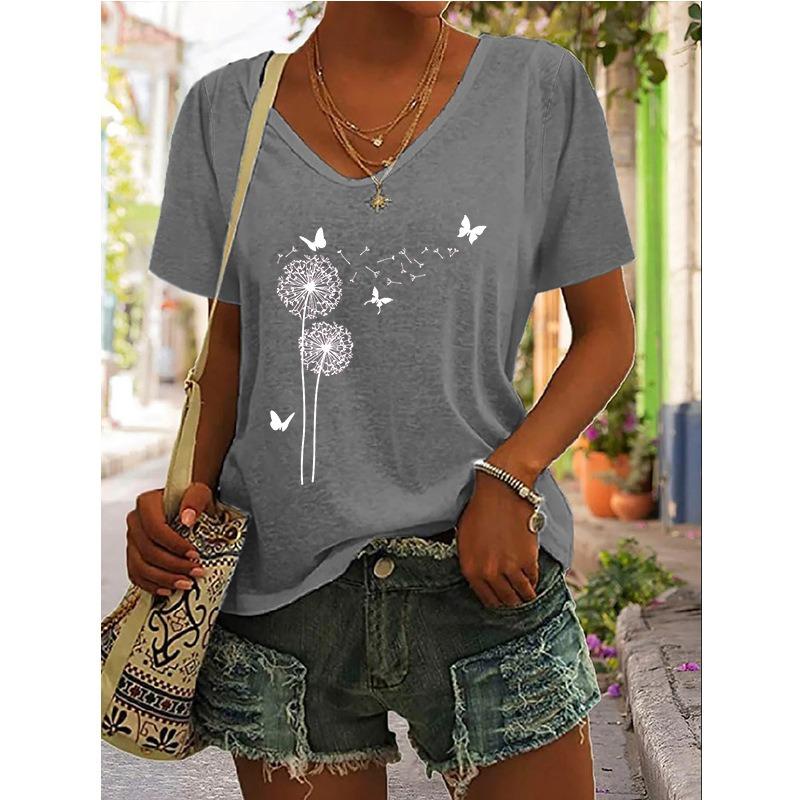 QICED Women s Fashion Casual V-Neck Short Sleeve Blouses & Shirts S