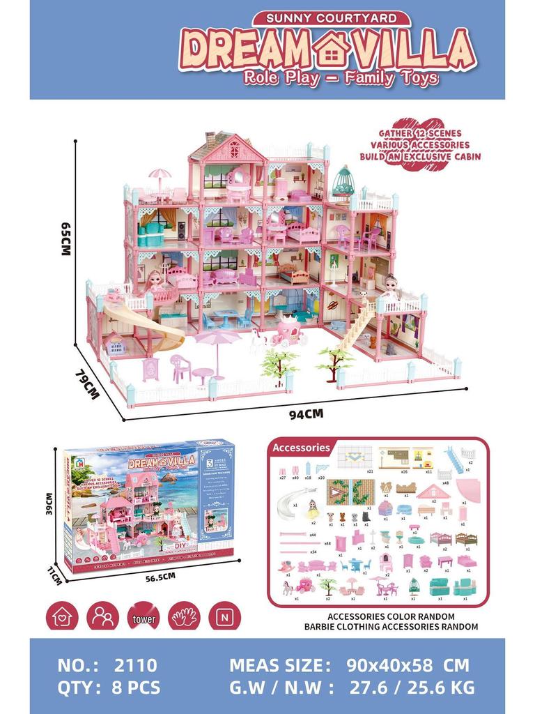 Children's Dreamy Princess Castle DIY Playhouse Building Set Gift Box