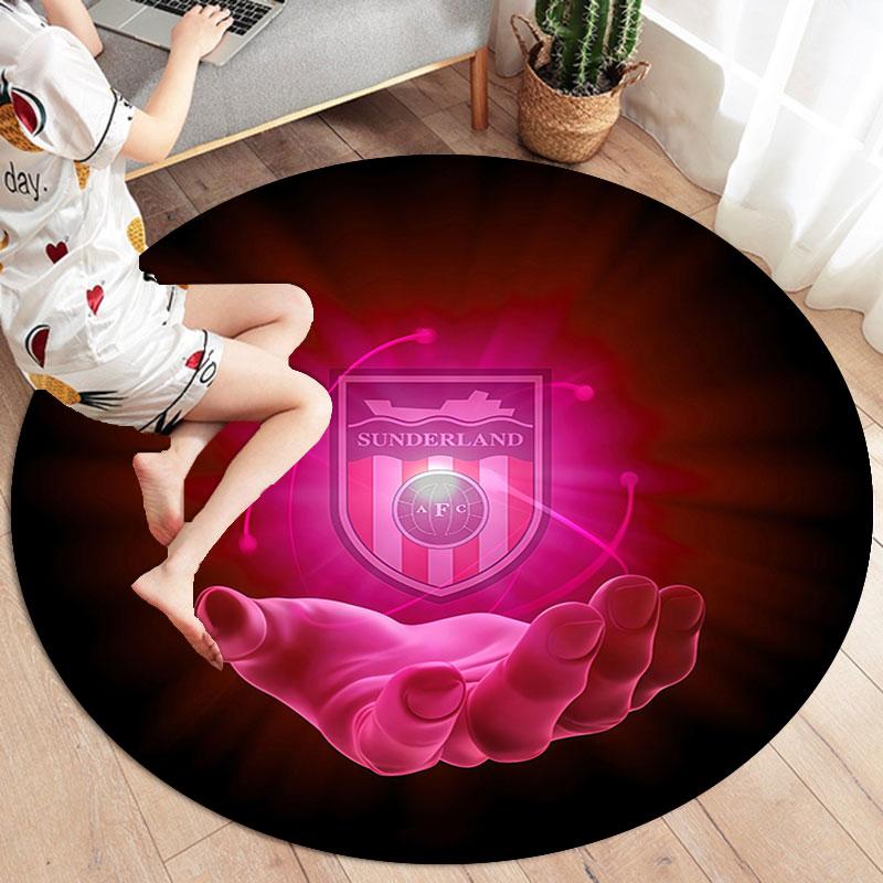 Sunderland Association Football Club Round Area Rug,Carpet Rug for Living Room Bedroom Sofa Playroom Decor,Non-slip Floor Mat