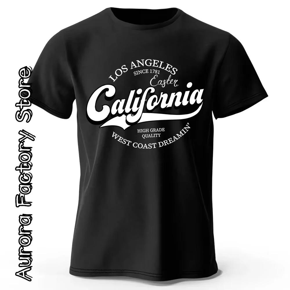 Summer Fashion Heavyweight Retro Men's English Letters 100% Cotton Printed Round Neck High-quality Casual Fitness Street T-shirt