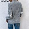 BITCED Fall/Winter Christmas Sweater Casual Women's Half-High Neck Snowflake Knit Top