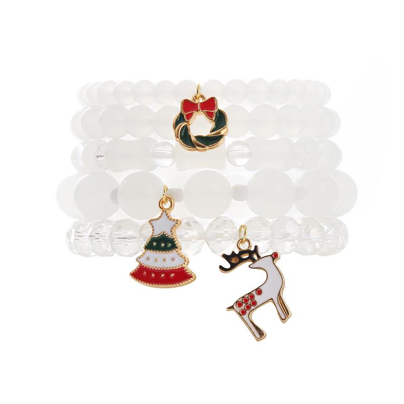 European & American Christmas Bracelet Set with Santa, Bell, & Snowflake Charms for Women