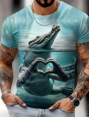 Men's Animal Funny T Shirt Short Sleeve T Shirt 3D Print O-Neck Shirt Exaggerated Designer Party Summer Casual Clothing Apparel