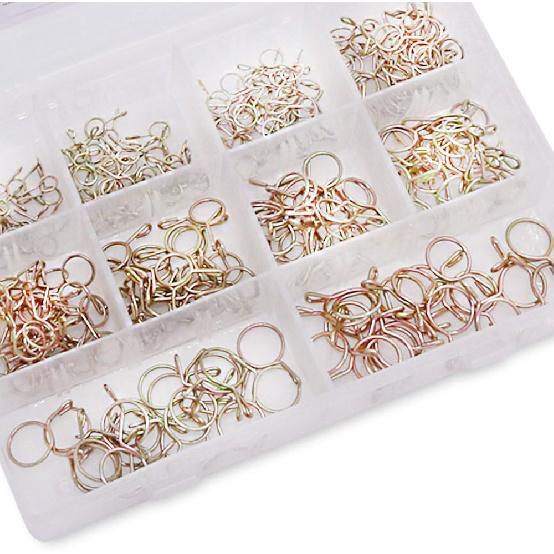 Hilitchi 250-Pcs [10 Size] Fuel Line Hose Tubing Spring Clips Clamps Assortment Kit for Motorcycle Scooter ATV - [5~14mm]