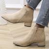 Fashion Spring Autumn Fashion Faux Suede Ankle Boots Women Solid Color Zipper Boots Woman Metal Decoration Pointed Toe Botas Lady