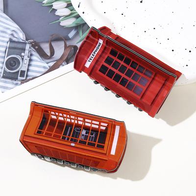 1pc New Retro Ankela Red Phone Booth Hair Clip, Creative and Personalized Headband Shark Clip Clip