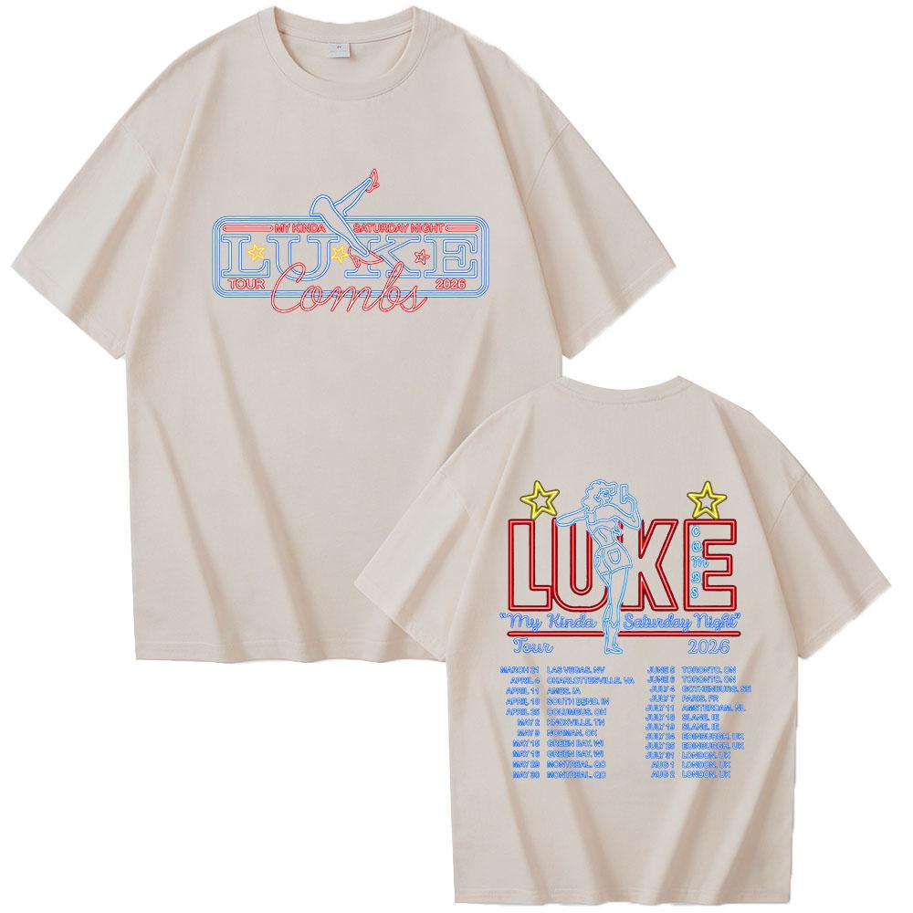 Luke Combs 2026 Tour T-Shirts Herrenbekleidung Damen Luxus Kurzarm Bequemes Freizeit-T-Shirt Geschenke Sommer-T-Shirt