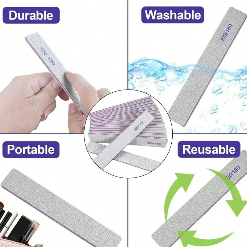 25Pcs Professional Nail File,180/100 Nail File Double-Sided Fine Grain Nail File For Home And Salon Use
