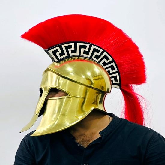 Big Corinthian Helmet Great Spartan Helmet With Red Plume Medieval Steel Helmet With Inner Liner Best Gift For Him