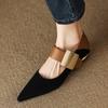 Fashion Low Heel Mary Jane Flats Women Spring Autumn Retro Brown Pointed Toe Flat Bottom French Mule Shoes Comfortable Leather Shoes
