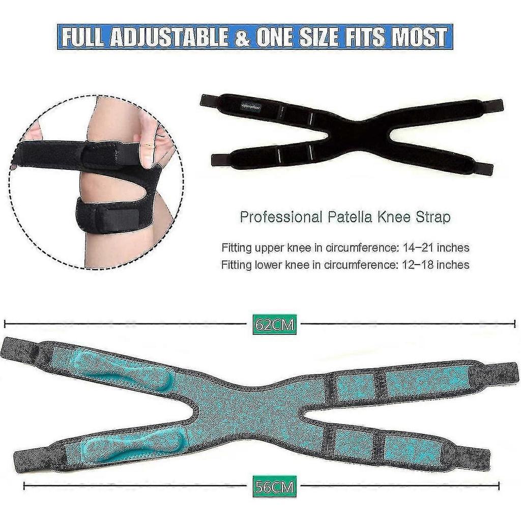 2 Pack Patella Knee Strap, Knee Pain Relief With 3d Silicone Adjustable Knee Band, Knee Brace Stabilizer For Men & Women For Running,hiking,weightlift