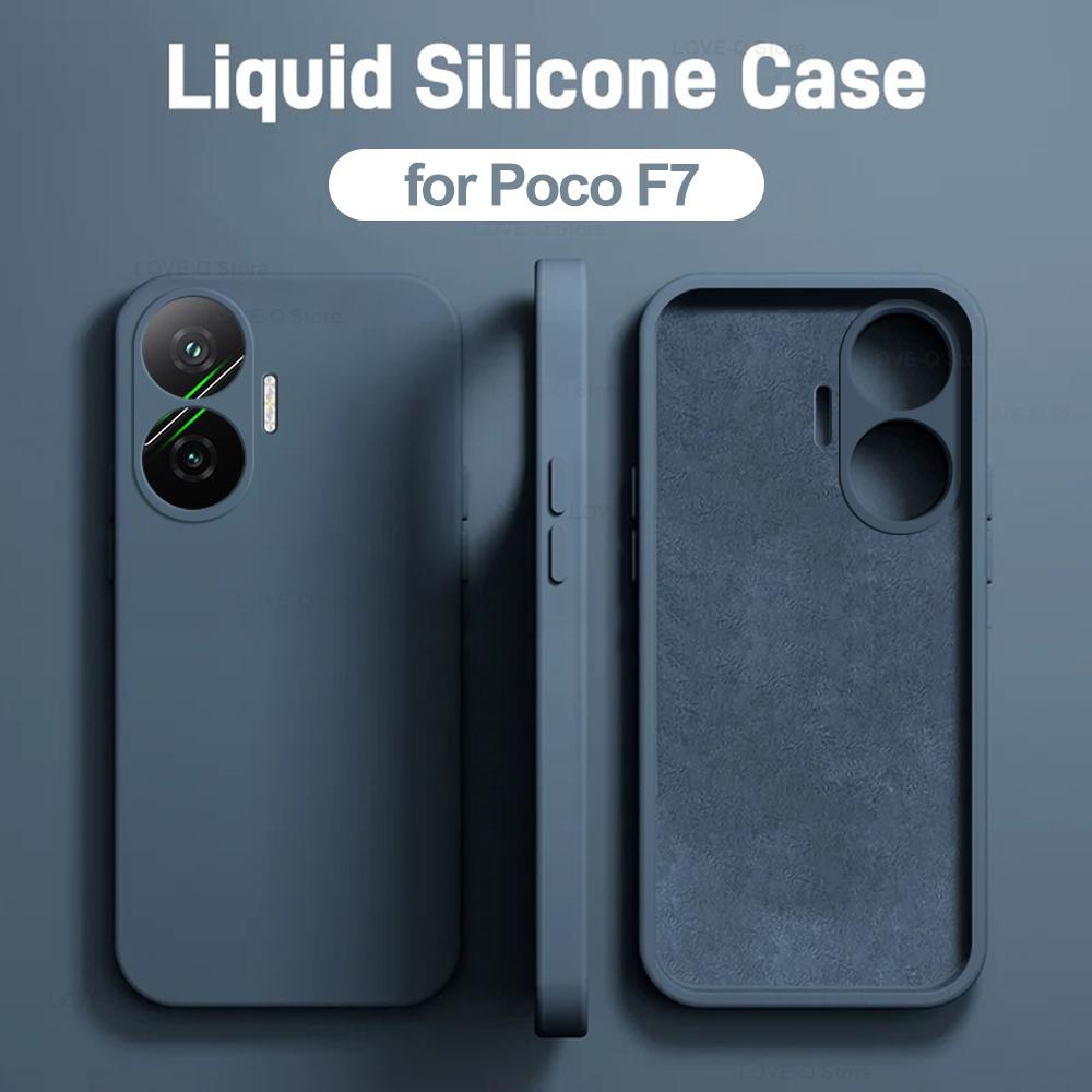Custodia Poco F7 F 7 Pocof7 in Silicone Liquido Protezione Lente Fotocamera Custodia per Telefono Per Xiaomi Poco F7 Poco F 7 Pocof7 Cover Posteriore Morbida in TPU