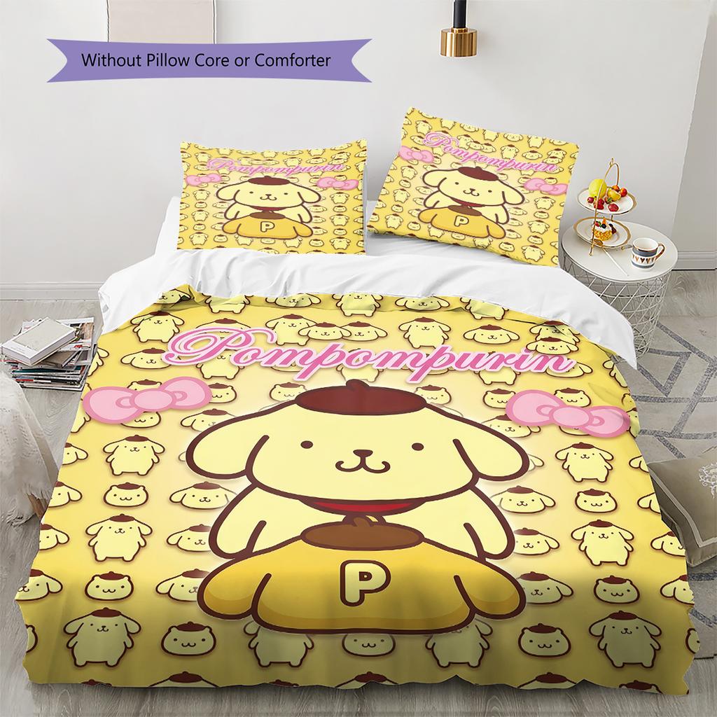 Pompompurin Pattern Bedding,Quilt Set Quilt Cover Pillowcase Home Birthday Gift(1 * Duvet Cover + 2 * Pillowcase, Without Core)