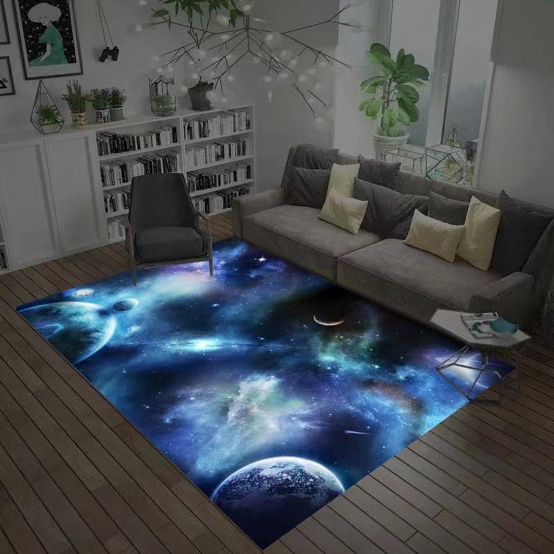3D Planet Universe Large Area Soft Flannel Carpet Children's Room Play Floor Mat Home Living Room Bedroom Decorative Floor Mat