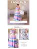 2025 European & American Women's Floral One-Shoulder Long Dress - Spring/Summer Fashion