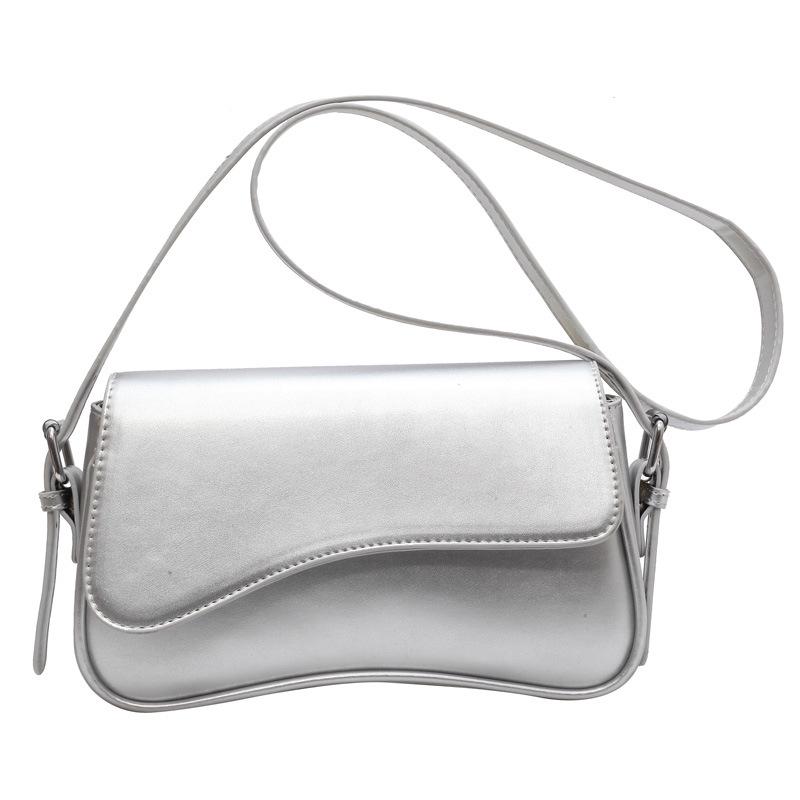 

Vintage Hong Kong Style Textured Crossbody Handbag - Women s Trendy 2026 Korean Fashion срібний