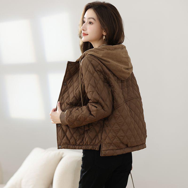 Short Winter Down Coat for Women Hooded Lightweight Puffer Jacket Fashion Casual Cotton Coat