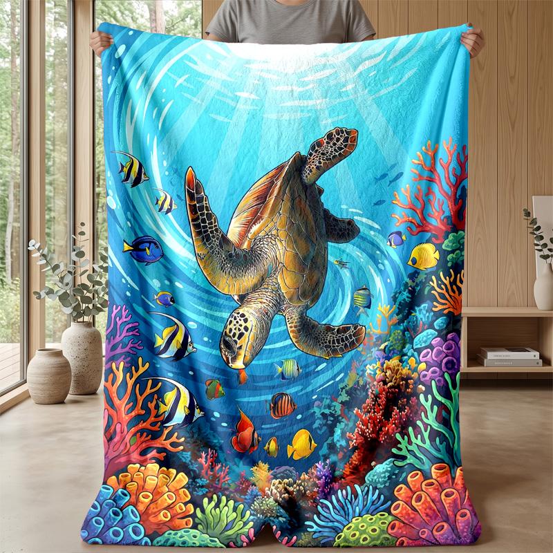 Underwater Sea Life Adventure 2 Theme blanket Lightweight Warm Flannel Blanket Decorative Throw Blanket for Home Decoration