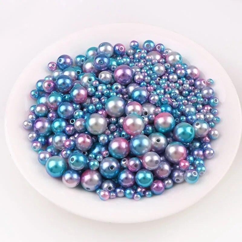 30g Mix Size Mermaid Color Acrylic Pearl Loose Spacer Beads For Jewelry Making DIY Necklace Bracelet Earrings Other Decors