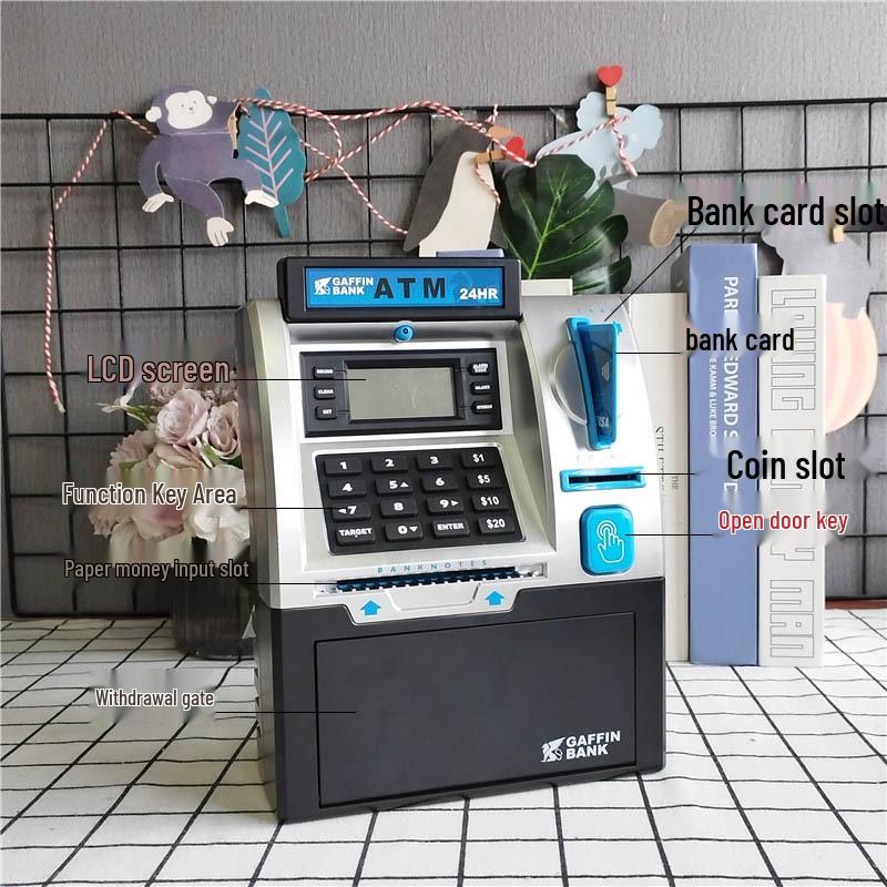ATM Piggy Bank with Fingerprint Recognition and Password Protection – Large Capacity with Automatic Money Rolling and Card Counting Features