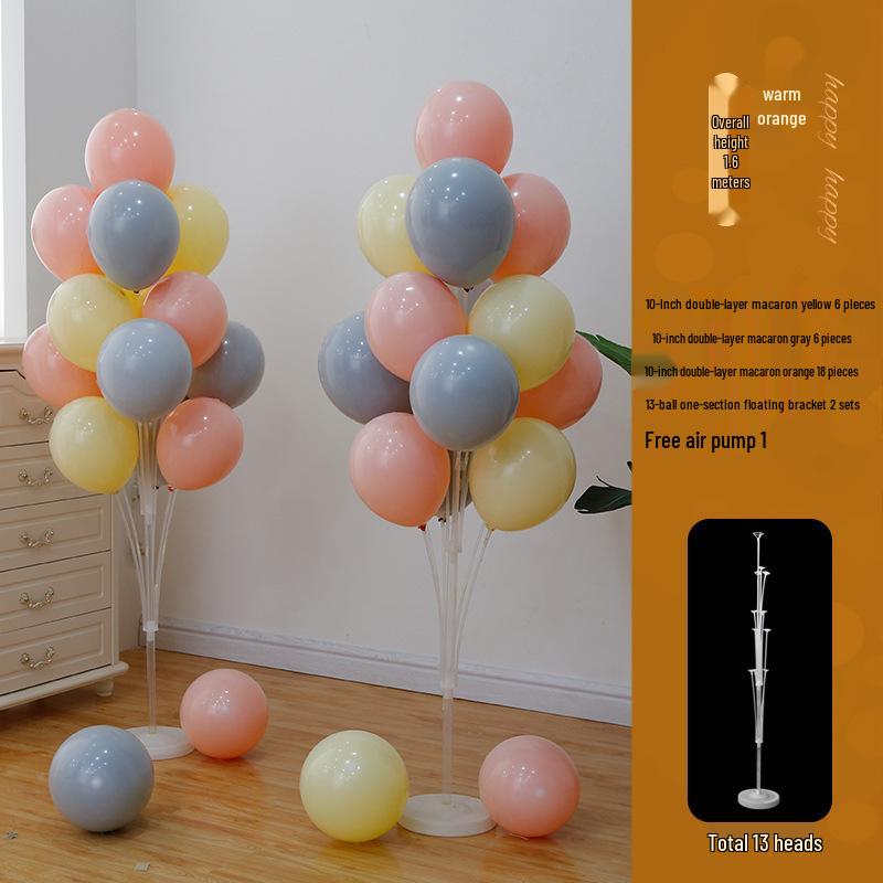 Anniversary & Birthday Balloon Column Decorations: Event Scene Layout with Floor and Background Balloons