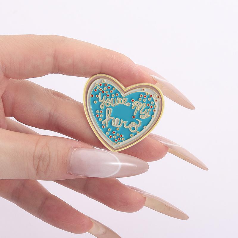 You're My Hero Enamel Pins Custom Blue Heart Brooches Lapel Badges Clothes Funny Jewelry Gift for Friends