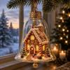 Transparent Lighted Christmas Bell Ornament Acrylic Cartoon Style Clear Christmas Bauble Ornament LED Lighted Plastic