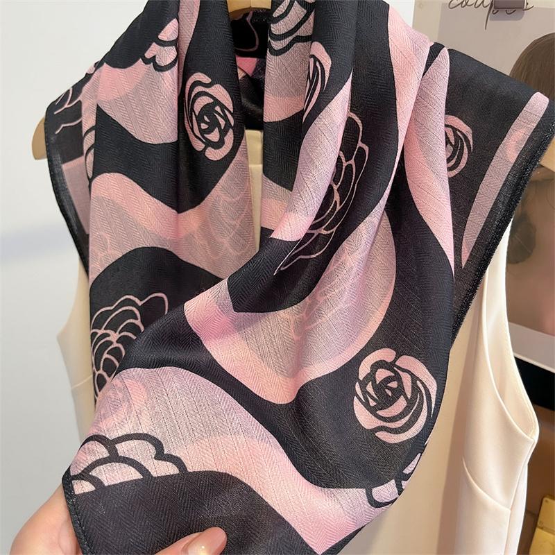 Damen Druck Quadratischer Schal Mode Retro Bandanas Leicht Flecken Halstuch Stirnband