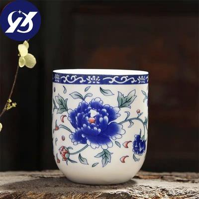 170ml Porcelain Tea Cup Ceramic Coffee Cup Handmade Water Cup Office Drinkware Blue W Te