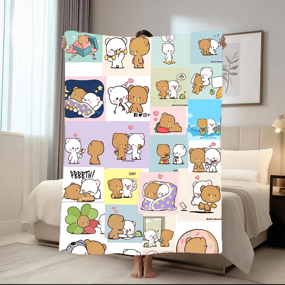 Cartoon M-Milk & MochaS Throw Short Plush Throw Blanket Soft Skin-Friendly Multi-Scene Home Office