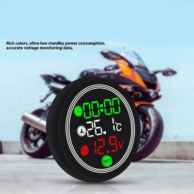 12V Motorcycle Voltmeter Voltage Gauge With Temperature Monitoring USB Type C Charging And Time Display