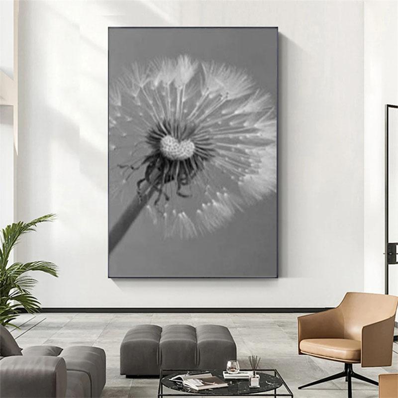 Diamantmalerei zum Selbermachen, Schwarz-Weiß-Pusteblume, Kreuzstich-Set, Mosaikkunst, Diamantmalerei, voller Kreis/Quadrat-Diamant, Heimdekoration