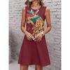 Vestido feminino plus size de verão estampado sem mangas gola redonda vestidos midi