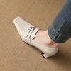 Fashion Women's Shoes Genuine Leather Shoes High Heel Fashion Retro Elegant Square Toe Comfort Casual Shoes Woman Commute Office Pumps